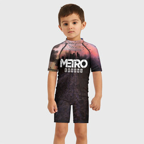 Детский купальный костюм 3D с принтом Metro Exodus в городе Новоалтайск, Полиэстер 85%, Спандекс 15% | застежка на молнии на спине | 2033 | exodus | metro | metro 2033 | metro exodus | stalker | апокалипсис | диггер | дигеры | метро | разрушка | эпидемия