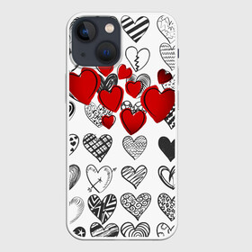 Чехол для iPhone 13 mini с принтом Сердца в городе Новоалтайск,  |  | 14 февраля | hearts background | валентинов день | влюбленным | девушке | день святого валентина | жене | кардиологу | любимой | любимому | люблю | любовь | мужу | парню | сердца графика | сердца фон