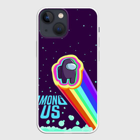 Чехол для iPhone 13 mini с принтом AMONG US neon rainbow в городе Новоалтайск,  |  | детский | космос | неоновый | радуга | стильная | тренд | яркий