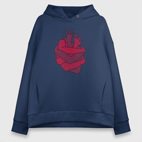 Женское худи Oversize хлопок с принтом Heart в городе Новоалтайск, френч-терри — 70% хлопок, 30% полиэстер. Мягкий теплый начес внутри —100% хлопок | боковые карманы, эластичные манжеты и нижняя кромка, капюшон на магнитной кнопке | 14 февряля | amor | kiss | love | love you | my love | valentine | валентин | люблю | любовь | отношения | пара | поцелуй | я люблю