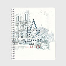 Тетрадь с принтом Assassin’s Creed Unity в городе Новоалтайск, 100% бумага | 48 листов, плотность листов — 60 г/м2, плотность картонной обложки — 250 г/м2. Листы скреплены сбоку удобной пружинной спиралью. Уголки страниц и обложки скругленные. Цвет линий — светло-серый
 | black flag | brotherhood | chronicles | creed | game | origins | revelations | rogue | syndicate | unity | valhalla | альтаир | ассасин | игры | кинжал | пираты