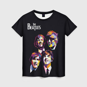 Женская футболка 3D с принтом The Beatles в городе Новоалтайск, 100% полиэфир ( синтетическое хлопкоподобное полотно) | прямой крой, круглый вырез горловины, длина до линии бедер | the beatles | великобритания | джон леннон | классика | легенды | музыка | пол маккартни | рок | рок группа