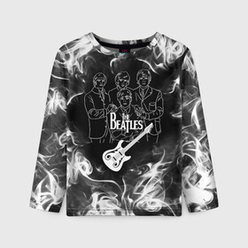 Детский лонгслив 3D с принтом The Beatles в городе Новоалтайск, 100% полиэстер | длинные рукава, круглый вырез горловины, полуприлегающий силуэт
 | beatles | music | retro | rock | битлз | гитара | джон леннон | джордж харрисон | дым | логотипы групп | музыка | песни | пол маккартини | ретро | ринго старр | рок группа | рокерские | старый рок | черно белый