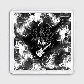 Магнит 55*55 с принтом The Beatles в городе Новоалтайск, Пластик | Размер: 65*65 мм; Размер печати: 55*55 мм | beatles | music | retro | rock | битлз | гитара | джон леннон | джордж харрисон | дым | логотипы групп | музыка | песни | пол маккартини | ретро | ринго старр | рок группа | рокерские | старый рок | черно белый