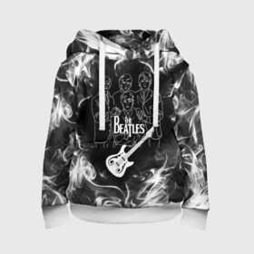 Детская толстовка 3D с принтом The Beatles в городе Новоалтайск, 100% полиэстер | двухслойный капюшон со шнурком для регулировки, мягкие манжеты на рукавах и по низу толстовки, спереди карман-кенгуру с мягким внутренним слоем | beatles | music | retro | rock | битлз | гитара | джон леннон | джордж харрисон | дым | логотипы групп | музыка | песни | пол маккартини | ретро | ринго старр | рок группа | рокерские | старый рок | черно белый