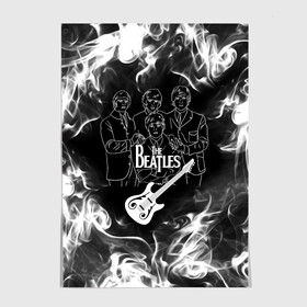 Постер с принтом The Beatles в городе Новоалтайск, 100% бумага
 | бумага, плотность 150 мг. Матовая, но за счет высокого коэффициента гладкости имеет небольшой блеск и дает на свету блики, но в отличии от глянцевой бумаги не покрыта лаком | beatles | music | retro | rock | битлз | гитара | джон леннон | джордж харрисон | дым | логотипы групп | музыка | песни | пол маккартини | ретро | ринго старр | рок группа | рокерские | старый рок | черно белый