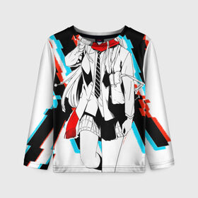 Детский лонгслив 3D с принтом Darling in the Franxx в городе Новоалтайск, 100% полиэстер | длинные рукава, круглый вырез горловины, полуприлегающий силуэт
 | Тематика изображения на принте: 002 | 02 | darling in the franxx | zero two | zero two and hiro | любимый во франксе | милый во франксе | ноль два | франкс | хиро