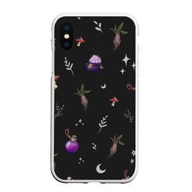 Чехол для iPhone XS Max матовый с принтом Magic pattern в городе Новоалтайск, Силикон | Область печати: задняя сторона чехла, без боковых панелей | Тематика изображения на принте: bottle | mandrake | mushroom | pot | волшебство | зелье | паттерн