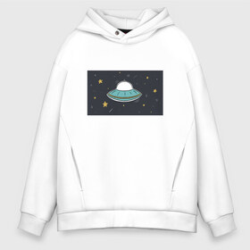 Мужское худи Oversize хлопок с принтом UFO в городе Новоалтайск, френч-терри — 70% хлопок, 30% полиэстер. Мягкий теплый начес внутри —100% хлопок | боковые карманы, эластичные манжеты и нижняя кромка, капюшон на магнитной кнопке | звезды | космос | летающая тарелка | мерцание | метеориты