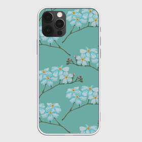 Чехол для iPhone 12 Pro Max с принтом Незабудки на бирюзовом фоне в городе Новоалтайск, Силикон |  | 8 марта | flowers | summer | бирюзовый | ботаническая иллюстрация | весна | желтый | лето | любовь | незабудки | праздник | принт | природа | растения | цветы