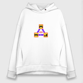 Женское худи Oversize хлопок с принтом Eat Sleep Game Repeat в городе Новоалтайск, френч-терри — 70% хлопок, 30% полиэстер. Мягкий теплый начес внутри —100% хлопок | боковые карманы, эластичные манжеты и нижняя кромка, капюшон на магнитной кнопке | game | tegunvteg | джойстик | еда | игры | приставка | сон | треугольник