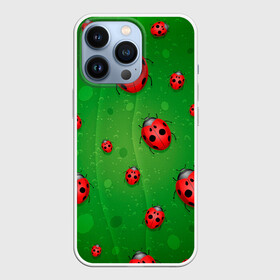Чехол для iPhone 13 Pro с принтом БОЖЬИ КОРОВКИ в городе Новоалтайск,  |  | tegunvteg | божьи | букашки | деревья | зеленый | коровки | лес | листья | насекомые | природа | пятна | тараканы