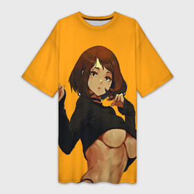 Платье-футболка 3D с принтом Uraraka Ahegao Урарака в городе Новоалтайск,  |  | ahegao | ahegao one | anime girl | my hero academia | senpai | tits | uraraka ochako | waifu | аниме | ахегао | вайфу | геройская академия | моя геройская академия | очако | тян | урарака | химико тога