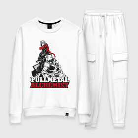 Женский костюм хлопок с принтом Стальной Алхимик в городе Новоалтайск, 100% хлопок | на свитшоте круглая горловина, мягкая резинка по низу. Брюки заужены к низу, на них два вида карманов: два 