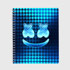 Тетрадь с принтом Marshmello в городе Новоалтайск, 100% бумага | 48 листов, плотность листов — 60 г/м2, плотность картонной обложки — 250 г/м2. Листы скреплены сбоку удобной пружинной спиралью. Уголки страниц и обложки скругленные. Цвет линий — светло-серый
 | christopher comstock | dj | fortnite | game | gamer | marshmello | music | диджей | игры | клубная музыка | клубняк | крис комсток | маршмеллоу | музыка | фортнайт