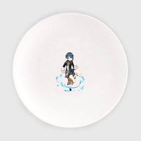 Тарелка с принтом Син Цю, в городе Новоалтайск, фарфор | диаметр - 210 мм
диаметр для нанесения принта - 120 мм | арт | вода | мокрый | рисунок | син цю