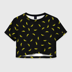 Женская футболка Crop-top 3D с принтом Ящерки в городе Новоалтайск, 100% полиэстер | круглая горловина, длина футболки до линии талии, рукава с отворотами | животное | минимализм | мультик | ящерица