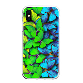 Чехол для iPhone XS Max матовый с принтом Радужные бабочки в городе Новоалтайск, Силикон | Область печати: задняя сторона чехла, без боковых панелей | Тематика изображения на принте: абстракция | бабочки | градиент | неон | природа | радуга | узор | фон | яркий узор