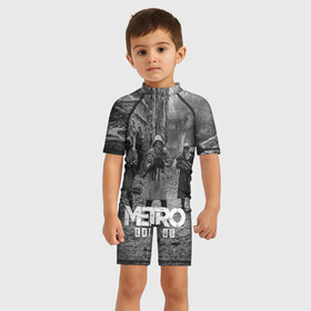 Детский купальный костюм 3D с принтом Metro Exodus в городе Новоалтайск, Полиэстер 85%, Спандекс 15% | застежка на молнии на спине | 2033 | exodus | metro | metro 2033 | metro exodus | stalker | апокалипсис | диггер | дигеры | метро | разрушка | эпидемия