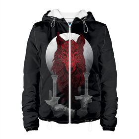 Женская куртка 3D с принтом Луна и волк в городе Новоалтайск, ткань верха — 100% полиэстер, подклад — флис | прямой крой, подол и капюшон оформлены резинкой с фиксаторами, два кармана без застежек по бокам, один большой потайной карман на груди. Карман на груди застегивается на липучку | animals | wolf | волк | волки | животные | звери | зверь | одиночество | одиночка | пёс | собака