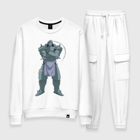 Женский костюм хлопок с принтом Стальной Алхимик в городе Новоалтайск, 100% хлопок | на свитшоте круглая горловина, мягкая резинка по низу. Брюки заужены к низу, на них два вида карманов: два 