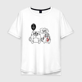 Мужская футболка хлопок Oversize с принтом I love you. I love you too. в городе Новоалтайск, 100% хлопок | свободный крой, круглый ворот, “спинка” длиннее передней части | девушки | день всех влюбленных | любовь | отношения