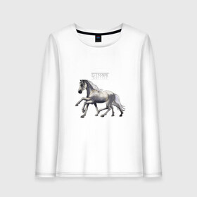 Женский лонгслив хлопок с принтом Sleipnir в городе Новоалтайск, 100% хлопок |  | horse | sleipnir | конь одина | лошадь | скандинавская мифология | слейпнир