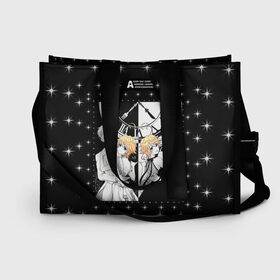 Сумка-шоппер 3D с принтом THE PROMISED NEVERLAND в городе Новоалтайск, 100% полиэстер | застегивается на металлическую кнопку; внутренний карман застегивается на молнию. Стенки укреплены специальным мягким материалом, чтобы защитить содержимое от несильных ударов
 | grace field | inscription the promised neverland | norman | print the promised neverland | rey | the promised neverland | єmma | ємма | аниме | грейс филд | надпись the promised neverland | норман | принт the promised neverland | рей | се