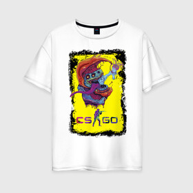 Женская футболка хлопок Oversize с принтом CS GO Yellow BEAST в городе Новоалтайск, 100% хлопок | свободный крой, круглый ворот, спущенный рукав, длина до линии бедер
 | awp | counter strike | counter strike: global offensive | cs | csgo | css | headshot | hyper beast | авп | гипер зверь | контр страйк | контра | скин | скоростной зверь | хайпер бест | хайпер бист