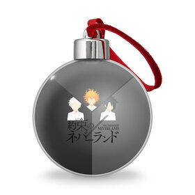 Ёлочный шар с принтом Обещанный Неверленд в городе Новоалтайск, Пластик | Диаметр: 77 мм | аниме | манга | неверленд | норман | обещанный неверленд | рей | страна грез | эмма