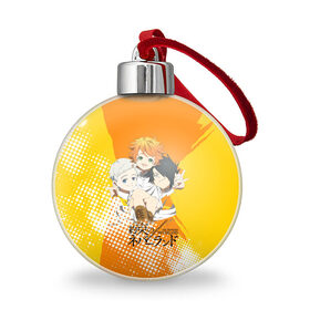 Ёлочный шар с принтом Обещанный Неверленд в городе Новоалтайск, Пластик | Диаметр: 77 мм | аниме | манга | неверленд | норман | обещанный неверленд | рей | страна грез | эмма