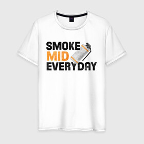 Мужская футболка хлопок с принтом Smoke Mid Everyday в городе Новоалтайск, 100% хлопок | прямой крой, круглый вырез горловины, длина до линии бедер, слегка спущенное плечо. | Тематика изображения на принте: asiimov | asimov | beast | counter | counter strike | cs | easy | ez | gg | ggwp | global | go | gradient | howl | hyper | mem | meme | memes | offensive | smoke | strike | азимов | вой | градиент | зверь | контра | лого | логотип