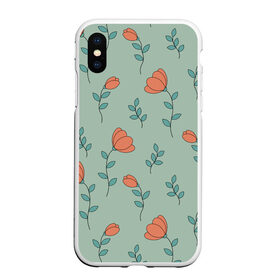 Чехол для iPhone XS Max матовый с принтом Тюльпаны на светлом фоне в городе Новоалтайск, Силикон | Область печати: задняя сторона чехла, без боковых панелей | 8 марта | flowers | summer | бирюзовый | ботаническая иллюстрация | весна | лето | листья | любовь | оранжевый | праздник | принт | природа | растения | серый | тюльпаны | цветы