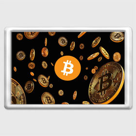 Магнит 45*70 с принтом BITCOIN в городе Новоалтайск, Пластик | Размер: 78*52 мм; Размер печати: 70*45 | Тематика изображения на принте: bitcoin | btc | биткоин | валюта | деньги | криптовалюта