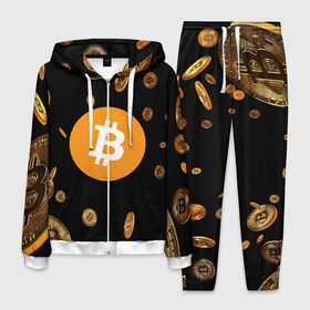 Мужской костюм 3D с принтом BITCOIN в городе Новоалтайск, 100% полиэстер | Манжеты и пояс оформлены тканевой резинкой, двухслойный капюшон со шнурком для регулировки, карманы спереди | bitcoin | btc | биткоин | валюта | деньги | криптовалюта