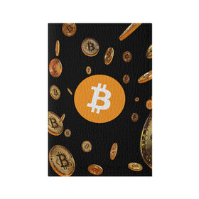 Обложка для паспорта матовая кожа с принтом BITCOIN в городе Новоалтайск, натуральная матовая кожа | размер 19,3 х 13,7 см; прозрачные пластиковые крепления | Тематика изображения на принте: bitcoin | btc | биткоин | валюта | деньги | криптовалюта