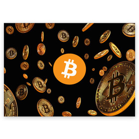 Поздравительная открытка с принтом BITCOIN в городе Новоалтайск, 100% бумага | плотность бумаги 280 г/м2, матовая, на обратной стороне линовка и место для марки
 | Тематика изображения на принте: bitcoin | btc | биткоин | валюта | деньги | криптовалюта