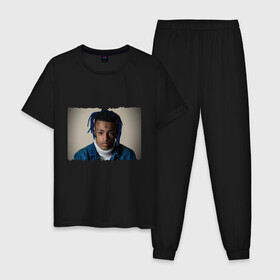 Мужская пижама хлопок с принтом XXXTentacion в городе Новоалтайск, 100% хлопок | брюки и футболка прямого кроя, без карманов, на брюках мягкая резинка на поясе и по низу штанин
 | falling down | hope | look at me | moonlight | rap | sad | xxx | xxxtentacion | джасей дуэйн рикардо онфрой | дреды | рэп | тату | фото