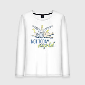 Женский лонгслив хлопок с принтом Not today cupid в городе Новоалтайск, 100% хлопок |  | 14 февраля | antivalentin | love | valentin | антивалентин | антивалентинка | день святого  валентина | купидон | любовь | подарок