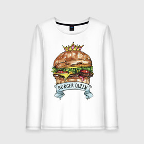Женский лонгслив хлопок с принтом Burger queen в городе Новоалтайск, 100% хлопок |  | burger | burger queen | бургер | бургер с короной | еда
