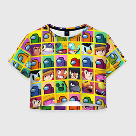 Женская футболка Crop-top 3D с принтом Among Us + Brawl Stars Персона в городе Новоалтайск, 100% полиэстер | круглая горловина, длина футболки до линии талии, рукава с отворотами | among us | brawl | brawl stars | crewmate | crow | game | impostor | leon | logo | red | stars | sus | suspicious | амонг ac | амонгас | бравл старс | бравлы | ворон | игра | игры | импостер | космонавт | космос | крюмейт | леон | лого | логотип