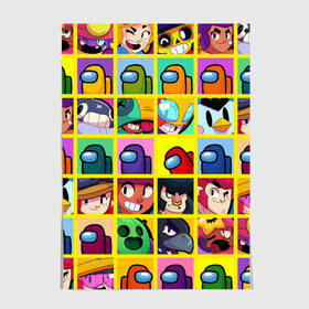 Постер с принтом Among Us + Brawl Stars Персона в городе Новоалтайск, 100% бумага
 | бумага, плотность 150 мг. Матовая, но за счет высокого коэффициента гладкости имеет небольшой блеск и дает на свету блики, но в отличии от глянцевой бумаги не покрыта лаком | among us | brawl | brawl stars | crewmate | crow | game | impostor | leon | logo | red | stars | sus | suspicious | амонг ac | амонгас | бравл старс | бравлы | ворон | игра | игры | импостер | космонавт | космос | крюмейт | леон | лого | логотип