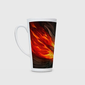 Кружка Латте с принтом Пламенный лев Inferno в городе Новоалтайск, Белая керамика | Объем 480 мл; Высота 150 мм; Диаметр 90 мм | 