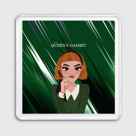 Магнит 55*55 с принтом Queens Gambit Ход Королевы в городе Новоалтайск, Пластик | Размер: 65*65 мм; Размер печати: 55*55 мм | the queens gambit | бэт хармон | королева | милая девушка | рыжая | рыжая девушка | сериал | сериал про шахматы | ход королевы | шахматы | элизабет хармон
