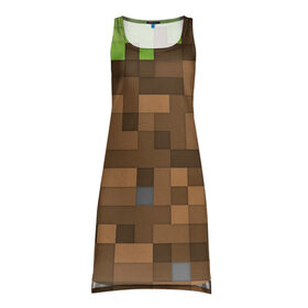 Платье-майка 3D с принтом Minecraft камуфляж в городе Новоалтайск, 100% полиэстер | полуприлегающий силуэт, широкие бретели, круглый вырез горловины, удлиненный подол сзади. | minecraft | камуфляж | майнкрафт | майнкрафта | майнкрафтер | майнкрафтеры | майнкрафтонли | майнкрафтпе