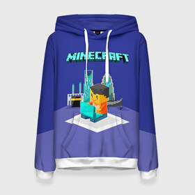 Женская толстовка 3D с принтом Minecraft в городе Новоалтайск, 100% полиэстер  | двухслойный капюшон со шнурком для регулировки, мягкие манжеты на рукавах и по низу толстовки, спереди карман-кенгуру с мягким внутренним слоем. | minecraft | алекс | белый | блоки | ведьма | взрывчатка | визера | волк | гаст | добывать | дракон | зеленый куб | зомби | игра | крафт | крипер | кубики | лошадка | майн | майнкрафт | манкрафт | овечка | оцелот