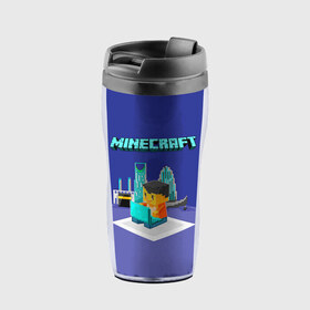Термокружка-непроливайка с принтом Minecraft в городе Новоалтайск, внутренняя часть — пищевой пластик, наружная часть — прозрачный пластик, между ними — полиграфическая вставка с рисунком | объем — 350 мл, герметичная крышка | minecraft | алекс | белый | блоки | ведьма | взрывчатка | визера | волк | гаст | добывать | дракон | зеленый куб | зомби | игра | крафт | крипер | кубики | лошадка | майн | майнкрафт | манкрафт | овечка | оцелот