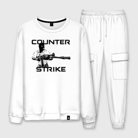 Мужской костюм хлопок с принтом counter strike в городе Новоалтайск, 100% хлопок | на свитшоте круглая горловина, мягкая резинка по низу. Брюки заужены к низу, на них два вида карманов: два “обычных” по бокам и два объемных, с клапанами, расположенные ниже линии бедра. Брюки с мягкой трикотажной резинкой на поясе и по низу штанин. В поясе для дополнительного комфорта — широкие завязки | counter | counter strike | cs | csgo | go | police | strike | terrorist | valve | террорист