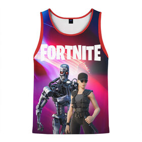 Мужская майка 3D с принтом T-800 & Sara Connor FORTNITE в городе Новоалтайск, 100% полиэстер | круглая горловина, приталенный силуэт, длина до линии бедра. Пройма и горловина окантованы тонкой бейкой | Тематика изображения на принте: fortnite | конер | коннор | конор | конэр | сара | сарра | т 800 | т800 | терминатор | фортнайт
