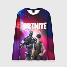Мужской лонгслив 3D с принтом T-800 & Sara Connor FORTNITE в городе Новоалтайск, 100% полиэстер | длинные рукава, круглый вырез горловины, полуприлегающий силуэт | Тематика изображения на принте: fortnite | конер | коннор | конор | конэр | сара | сарра | т 800 | т800 | терминатор | фортнайт